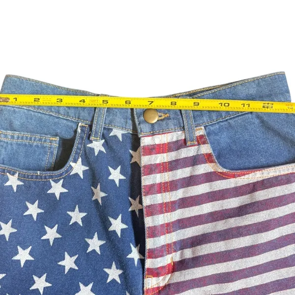 American Apparel NWT USA Flag Denim Shorts Med Stone Wash Indigo RSADM303SP 27 - Image 6