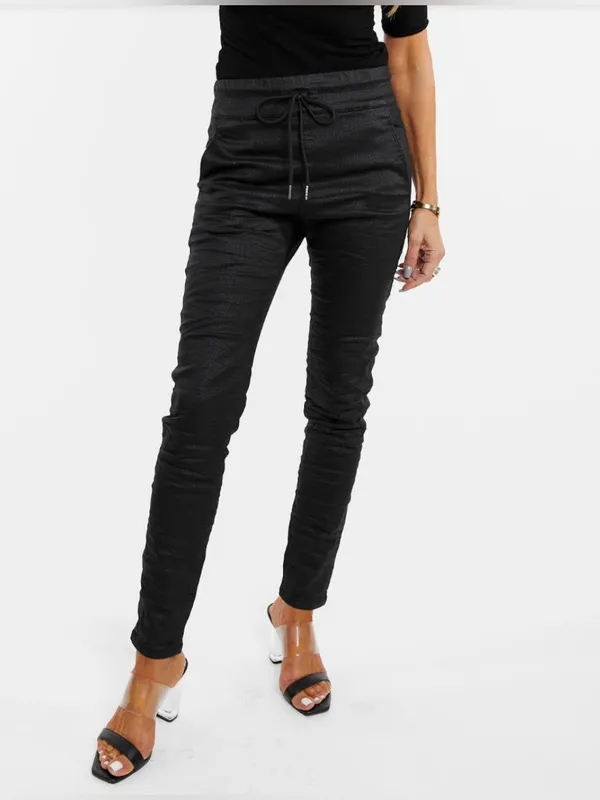 BEVY FLOG Shely Black Original Pants Size 29 | Drawstring Jogger Stretch - Image 3