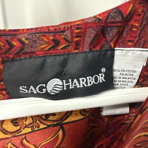 Sag Harbor Red and Gold Patterned Sleeveless Maxi Dress - Image 2
