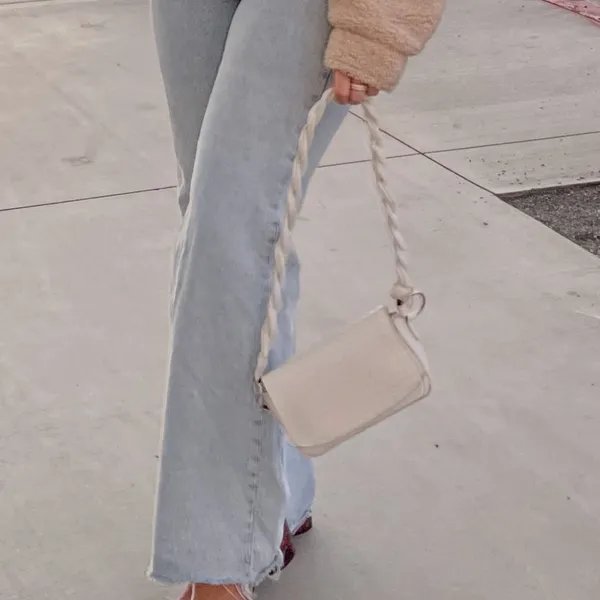 Nasty Gal MOVING SALE White Woven Twisted Handle Shoulder Bag - Image 9