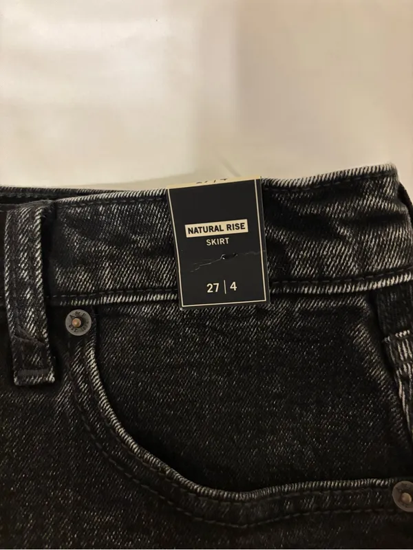 Abercrombie & Fitch Black Denim Midi Skirt Slit 27/4 - Image 2
