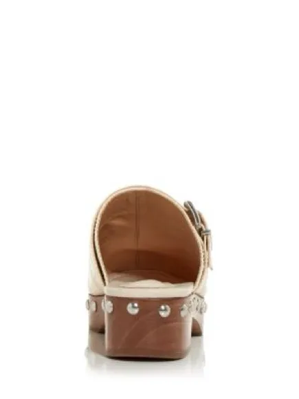 Schutz Smooshy Croc Embossed Clog Mules Wooden Heel Studded Buckle - Image 9