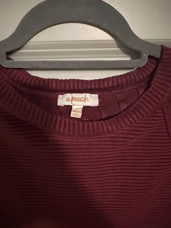 A.Peach Maroon Ribbed Dress - Image 2