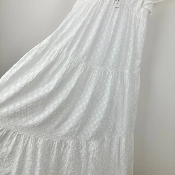 Madewell Tie Back Flutter Sleeve Tiered Midi Dress White Cottagecore US 00 NWT - Image 14