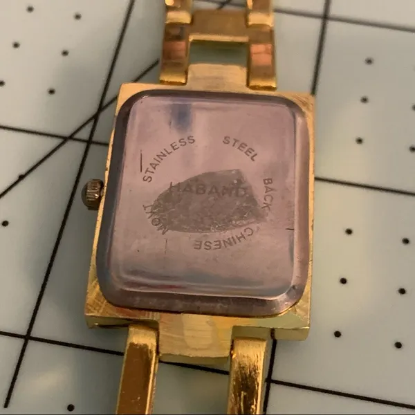 Haband Gold Color Quartz Watch Rectangle Face w/ Chain Link Band // - Image 8
