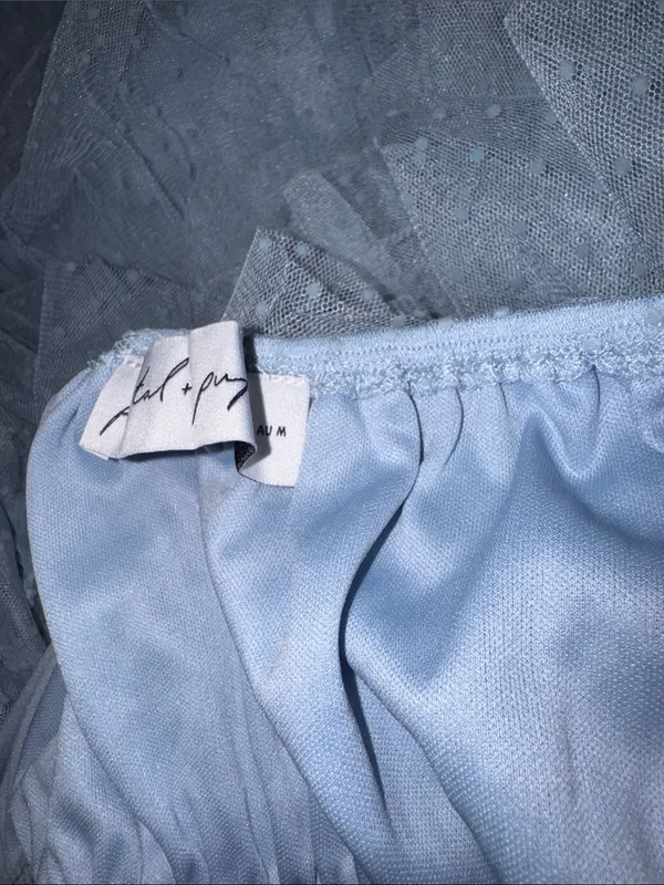 NEW Petal & Pup Belle Swiss Dot Tulle Tiered Maxi Blue Dress sz M - Image 7