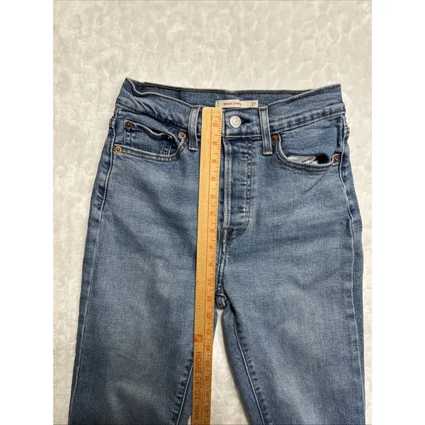 Levi's Wedgie Straight Jeans Button Fly High Rise Blue Denim Womens 27 Casual - Image 9