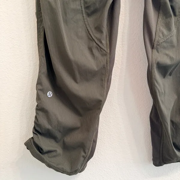 Lululemon Dance Studio Crop II Unlined Pants Dark Olive Women's 10 Drawstring - Image 8