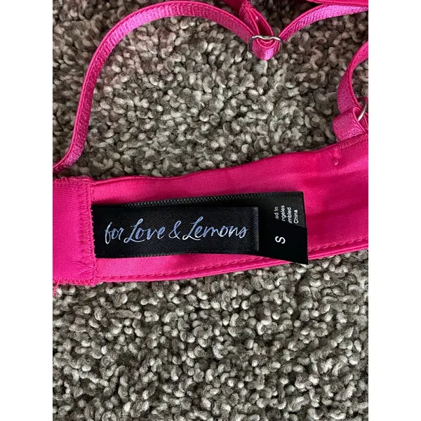 For Love & Lemons Hot Pink Satin Studded Bralette – Size S - Image 8