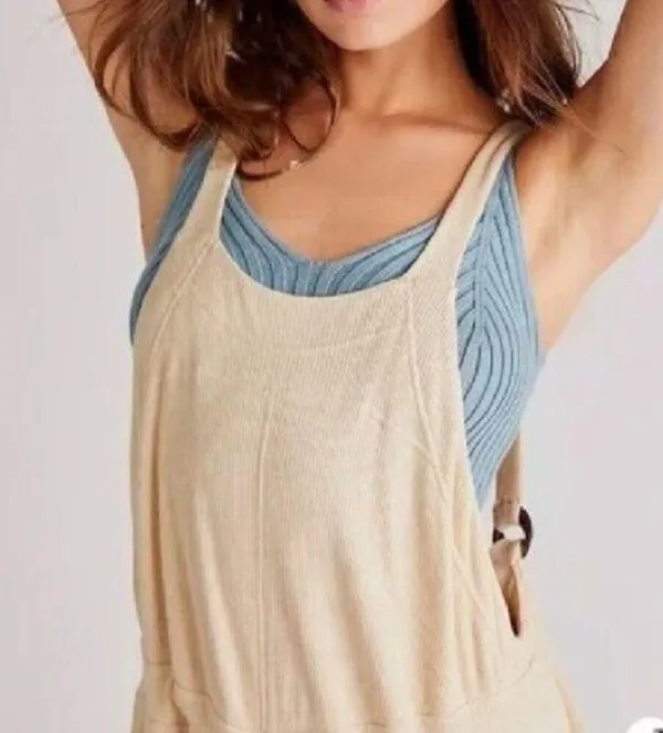 Free People Beach Wide Leg Overalls With Waist Tie Chocolate Brown NWT - Image 11