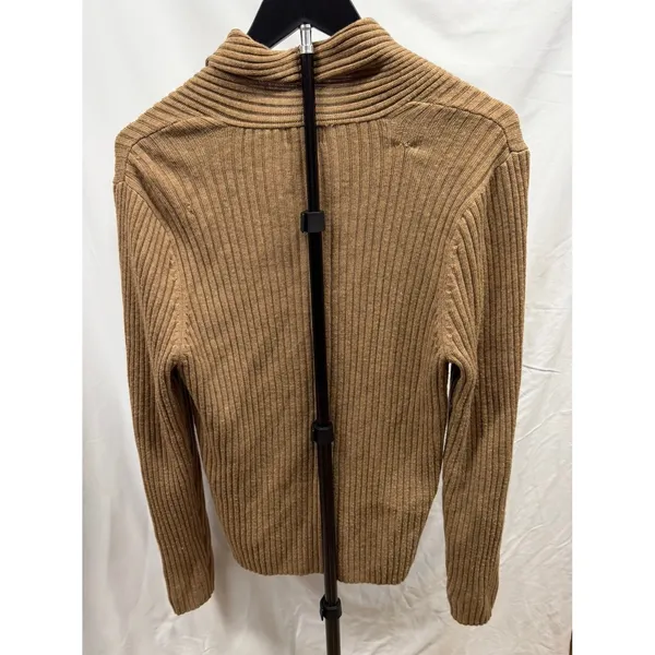 VTG‎ 90's LL Bean Women's Tan Chunky Knit Ribbed 100% Merino Wool V-neck Cardi M - Image 7