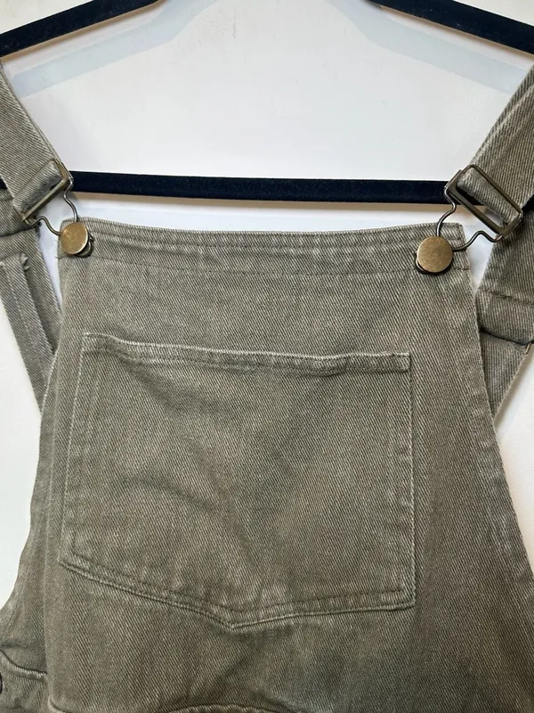 Forever 21 Olive Green Denim Overall Dress Size M - Image 2