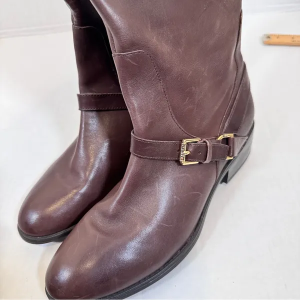 Ralph Lauren Brown Leather Riding Boots Womens 10 Knee High Fall Old Money - Image 7