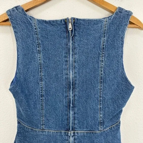 Avec‎ Les Filles Denim Mini Dress Square Neck Sleeveless Harness Denim Body-Con - Image 12
