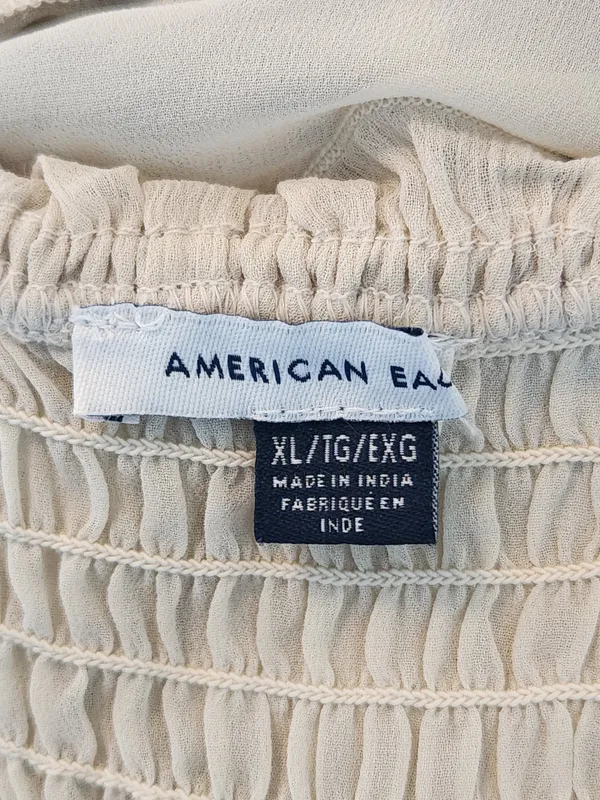 American Eagle Cream Boho Ruffle Lace Cropped Top Size XL - Image 7