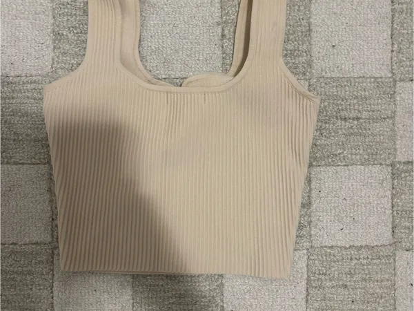 Glassons Ribbed Cream Tank Crop Top - Image 2
