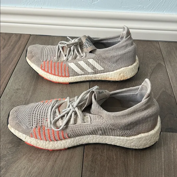 Adidas Boosted Beige and Coral Knit Sneakers - Image 5