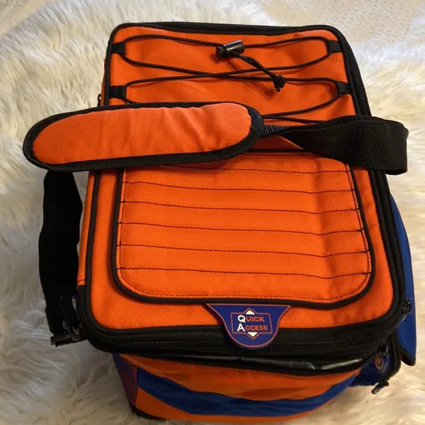 THERMOS Lunch Bag pretty big orange and Blue color BNWOT long 13” wide 12” - Image 16