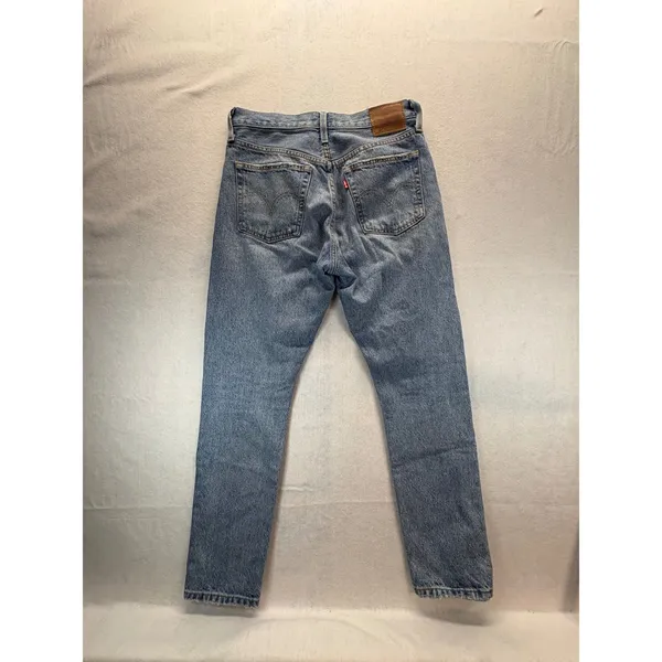 Levis Premium 501 Original Cropped Jeans W27 L28 Distressed Medium Wash Blue - Image 4
