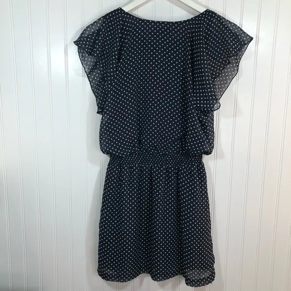 Mimi Chica Navy & White Polka Dot Flutter Sleeve Blouson Dress Size XS - Image 4