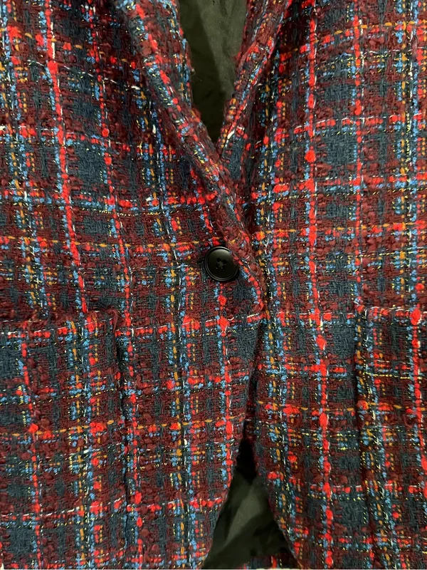 Amanda Uprichard Shawl Collar Blazer Tweed Size Small Twee Preppy Plaid Pockets - Image 3