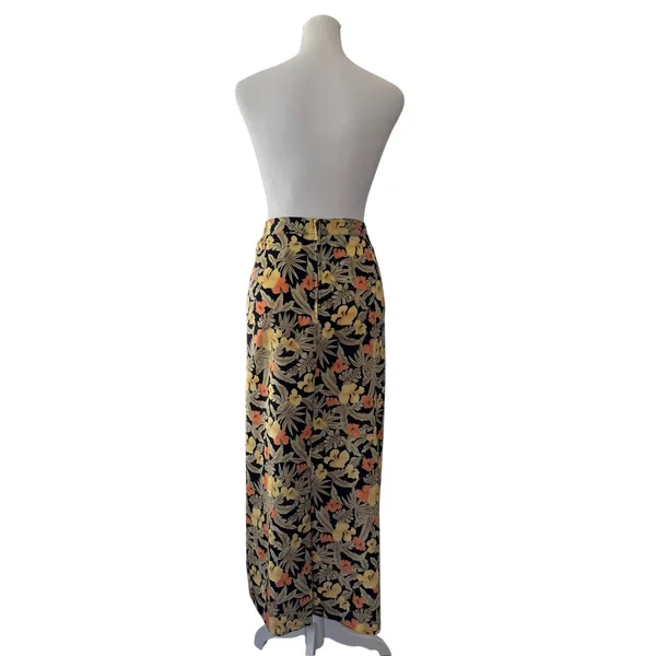 Vintage ‘90s Sag Harbor Orange, Yellow & Beige Tropical Floral Print Maxi Skirt - Image 7