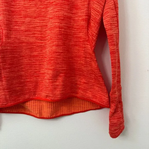 Nike Shirt Women's Small 1/4 Zip‎ Running Pullover Heathered Orange Thumbhole - Image 6