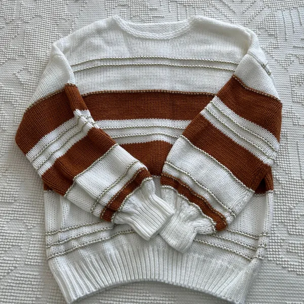 Women's Sweater in Cream, Gold, and Rust colors XL - Image 2