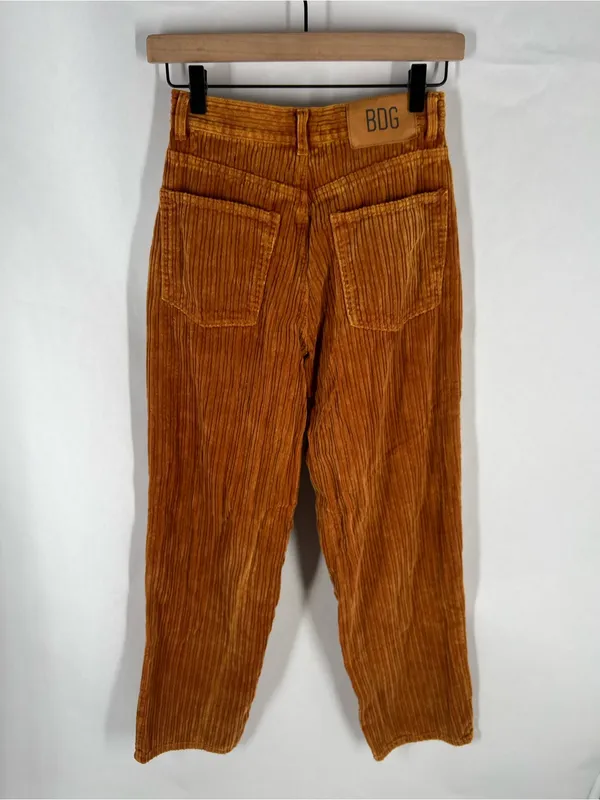 BDG High Rise Baggy Corduroy Pants Orange Size 26 - Image 9