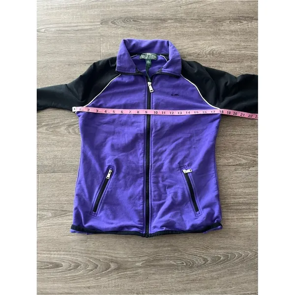 Y2K LRL Active Ralph Lauren Full Zip Track Jacket Womens M Purple Black Fleece - Image 10