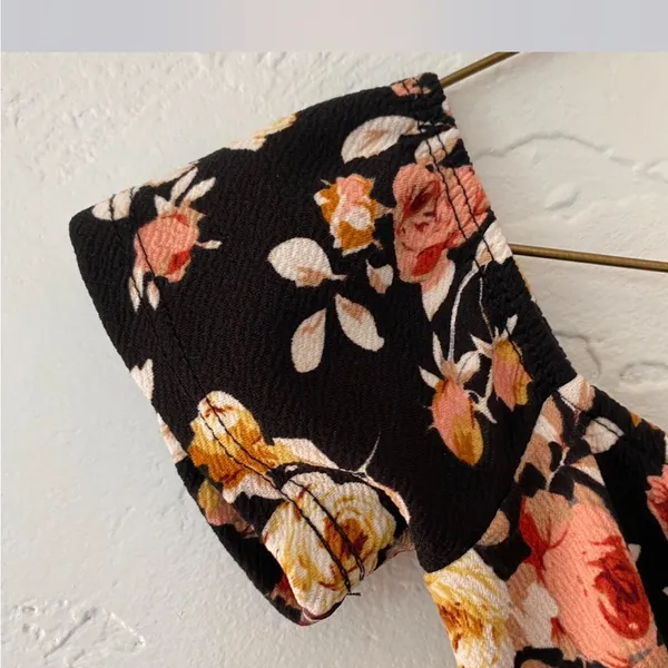 Floral Black Dress with Pink and Yellow Accents - Image 7