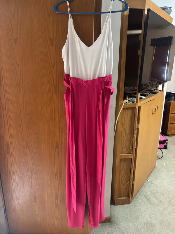 Altar'd State High-Waist Wide-Leg Tie-Waist Pants in Bright Pink - Image 4