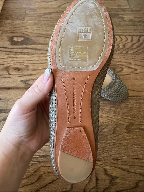 Frye Emma Woven Ballet Flat 10 Leather upper Taupe Coquette Buisness Casual - Image 5