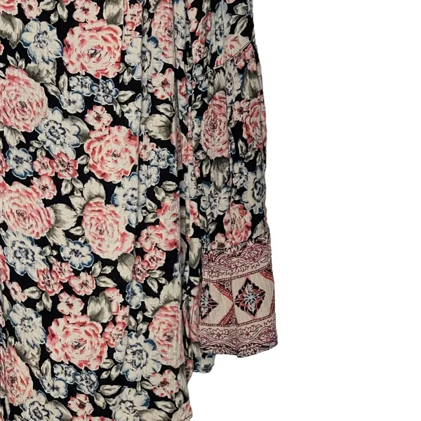 Billabong Button‎ Up Blouse Size Small Multi Color Floral Rayon Womens LS - Image 3