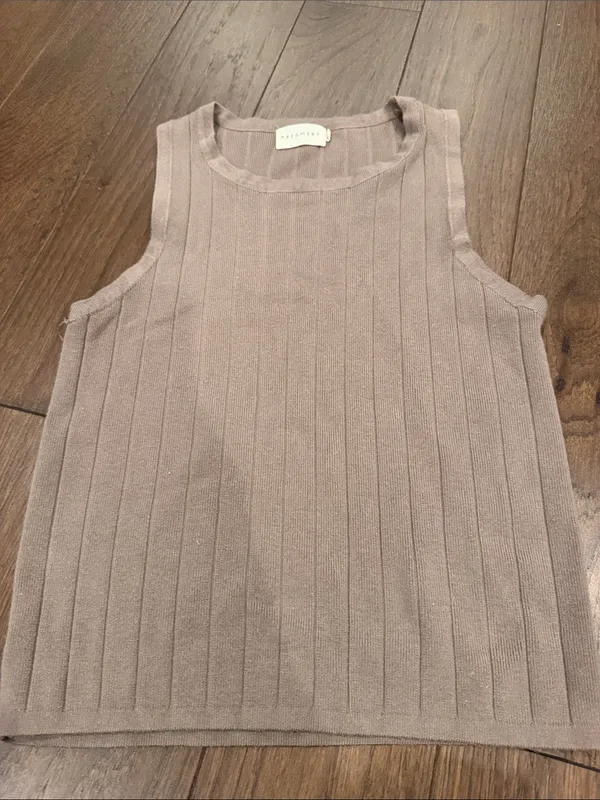 Dreamers Ribbed Sleeveless Tank - Taupe Size M/L - C27-175 - Image 3