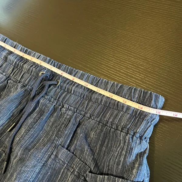 Athleta Cabo Linen Textured‎ Striped Shorts Blue Pinstripe Women's 4 - Image 7