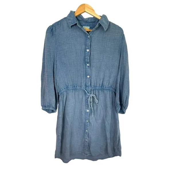 C&C California Dress Marie Double Cotton Gauze Shirtdress M‎ Coastal Minimalist - Image 2