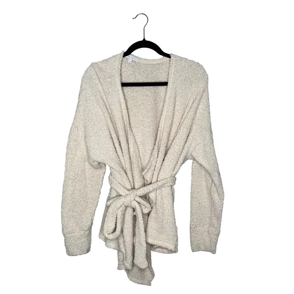 Beyond Yoga Cardigan Women Large Cream‎ Excellent Tie Waist Popcorn Knit Wrap - Image 2