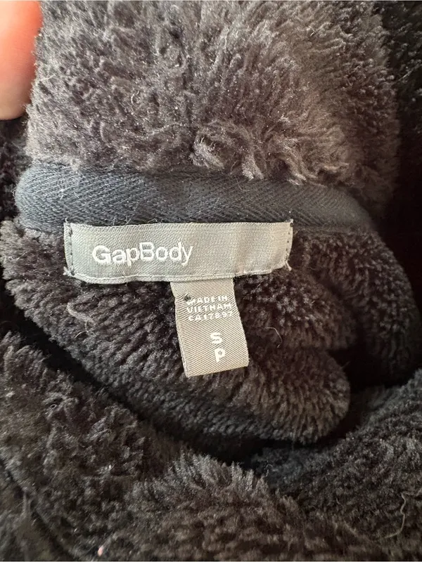 GapBody Women’s Black Fuzzy Sherpa Pullover Size Small Mock Neck Cozy Lounge - Image 6