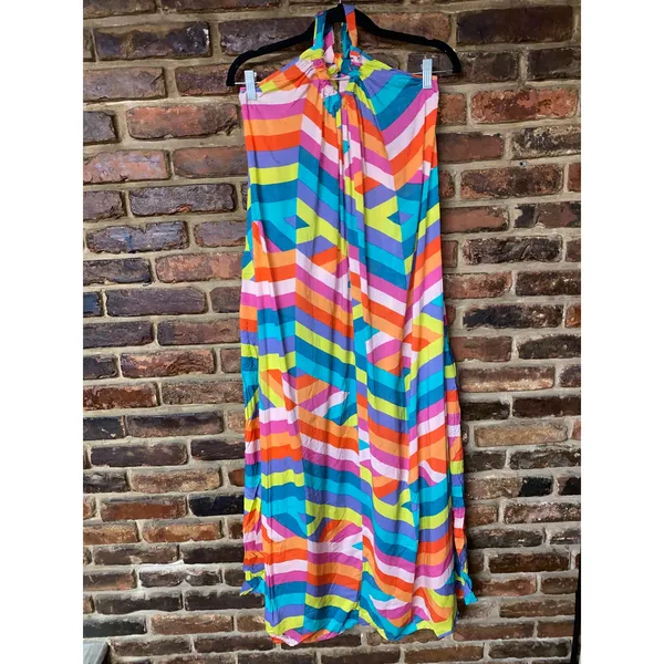 NWT South Moon Under Juniper Blu Rainbow Striped Maxi Dress Women's Size Small - Image 3
