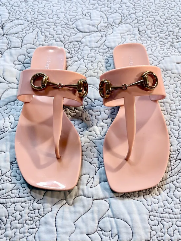 Jeffrey Campbell A Lil Bit Jelly Thong Sandal Blush Pink Size 7💛 - Image 11