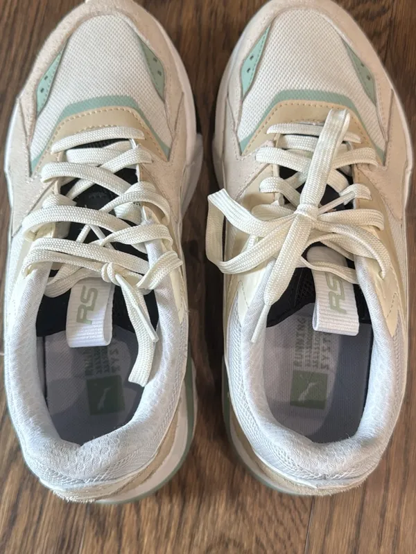 Puma White & Mint Green Retro Sneakers • - Image 2