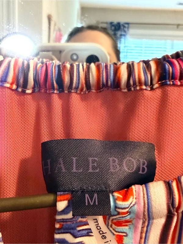 Hale Bob Slvls Pink Multi-Stripe Tiered Tie Shldr Mini Dress Boho Summer Beach - Image 7