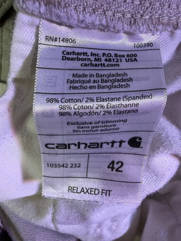 Carhartt Men’s Khaki Relaxed Fit Shorts 42 - Image 7