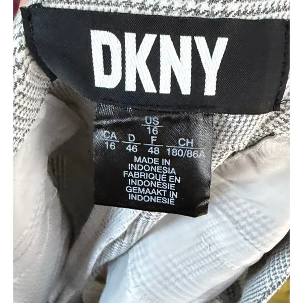 DKNY Wide leg Pants Gray Plaid Womens Size 16 - Image 6