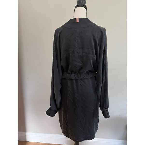 Lunya Black Washable Silk Long Sleeve Belted Lounge Robe Size XS/SM - Image 4