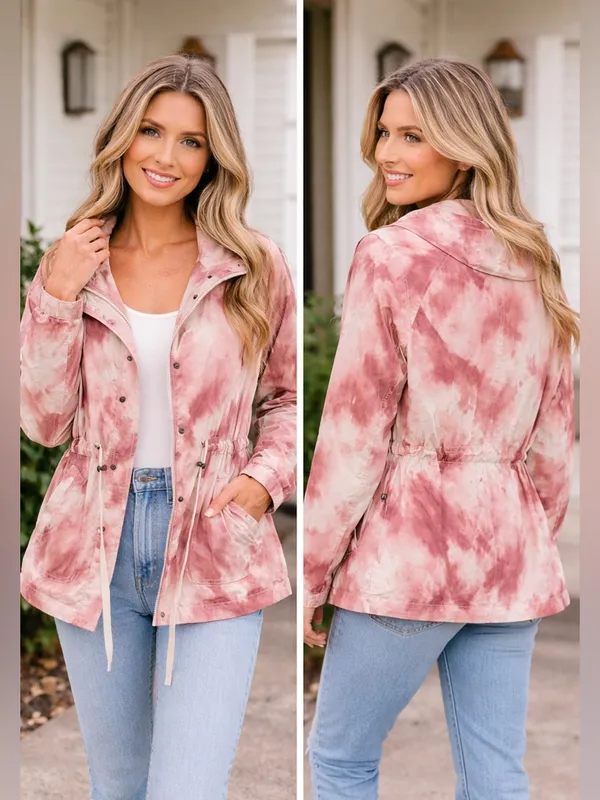 Maurice's Tie-Dye Pink Anorak Jacket with Drawstring Waist - Women - Image 2