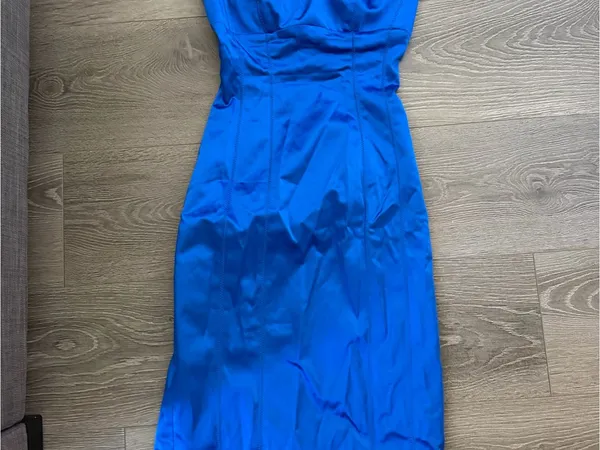bebe Cobalt Blue Strapless Satin Cocktail Dress - Image 6