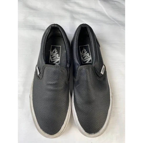 VANS Unisex Black Skater Leather Slip on Sneakers/Shoes M-4 W-5.5 SKU 3495 - Image 2
