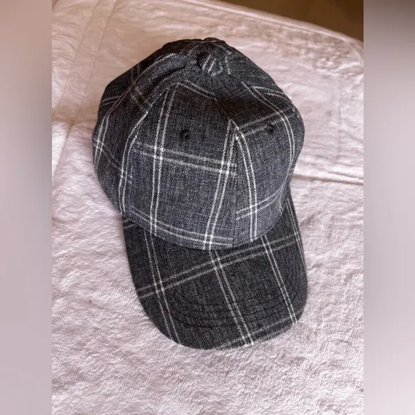 Gray Flannel White Plaid Hat Cap Strap Buckle Lea. Tee Da Brand Summer Outfit - Image 4